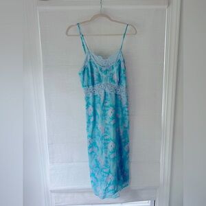 LoveShackFancy Blue Floral slip dress size 4 small lace